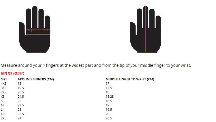 Point-Karting-K1-Glove-Size-Chart