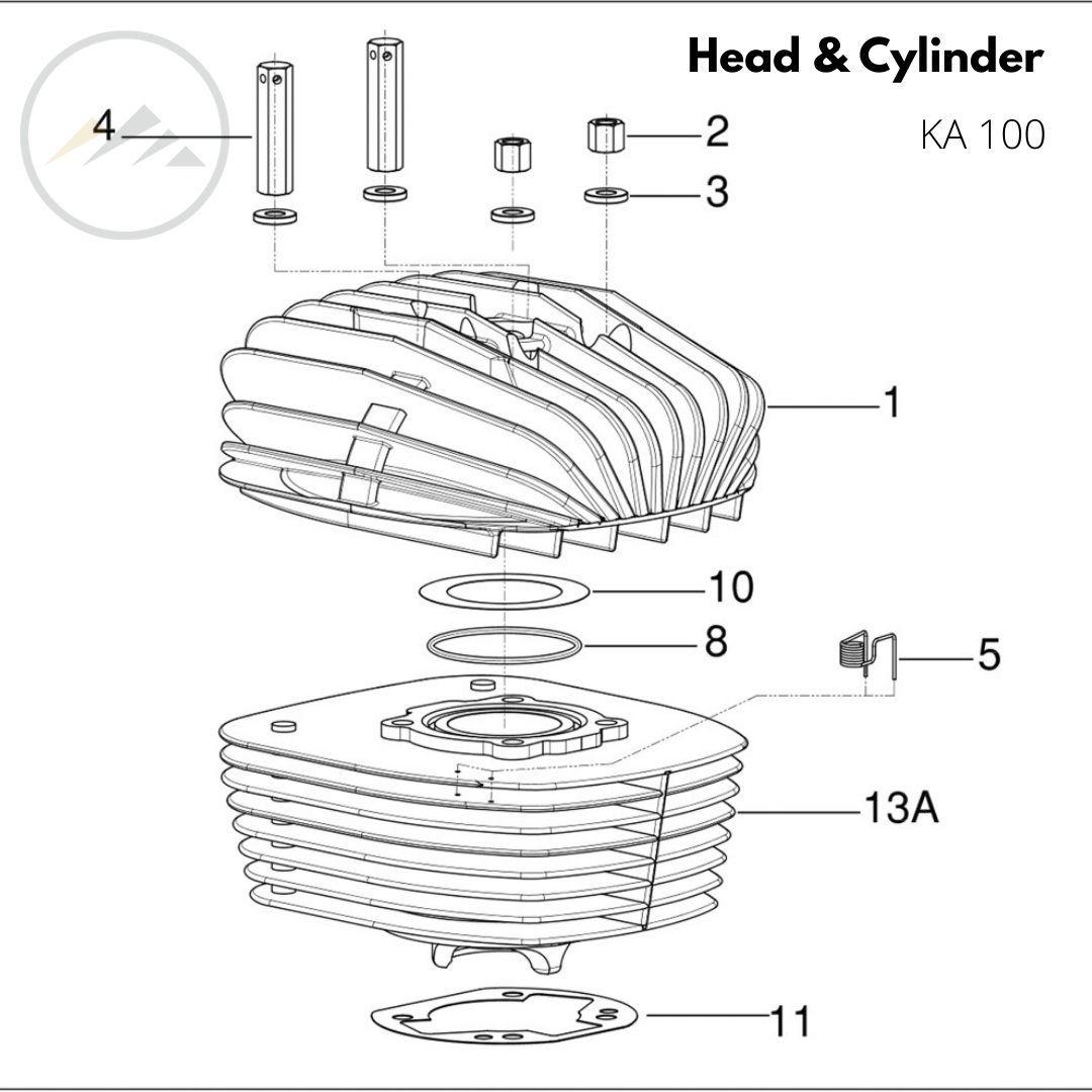 IAME-KA100-Head-Cylinder-Parts-Diagram