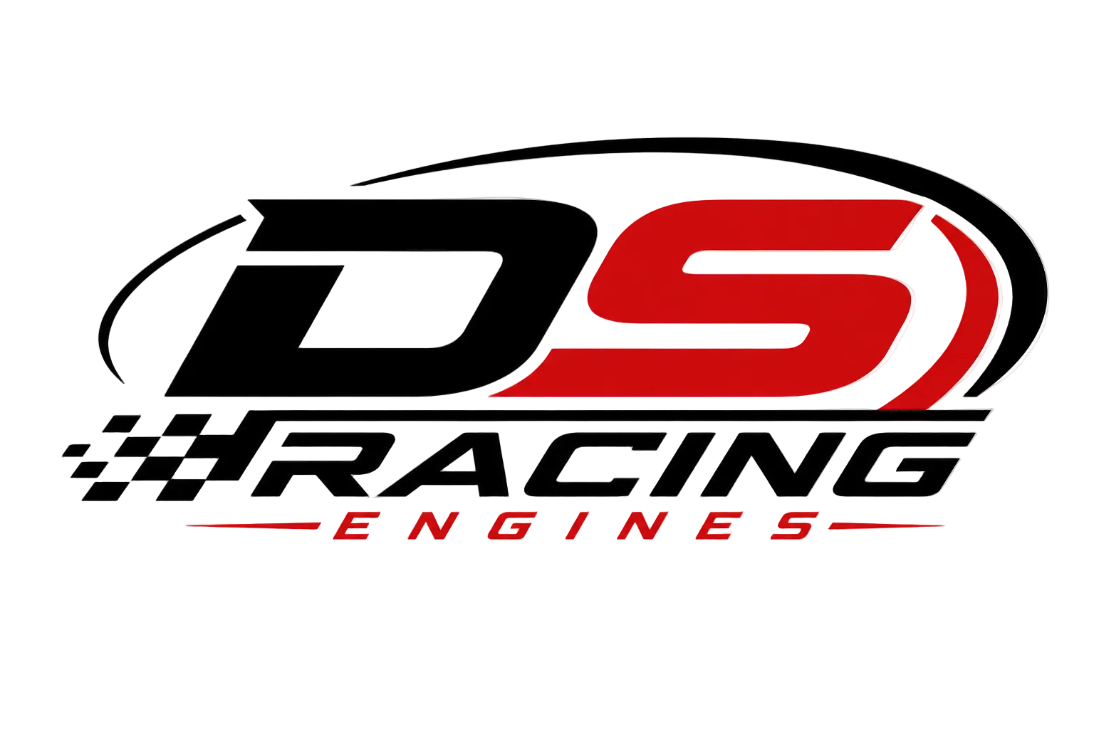 DS Racing Engines logo featuring stylized black and red 'DS' letters inside an oval, with 'RACING ENGINES' text below on a white background.