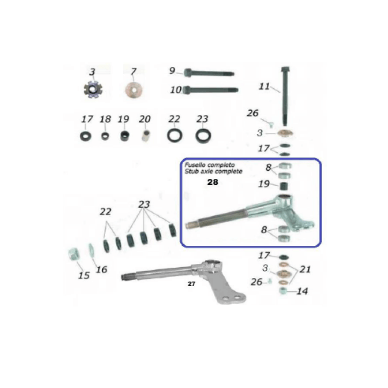 CKR 8mm Kingpin with 17mm Front Spindles & Spacers CRG CKR Racing Kart