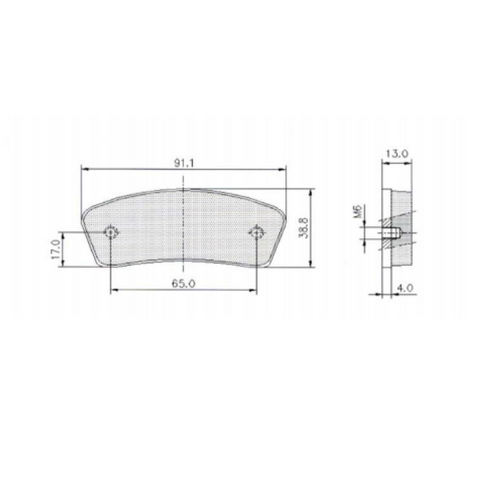 All Kart Rear Brake Pads Dimensional Diagram | Go Kart Brakes