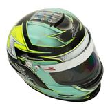 Zamp RZ-42-Y Helmet Silver Green Top View